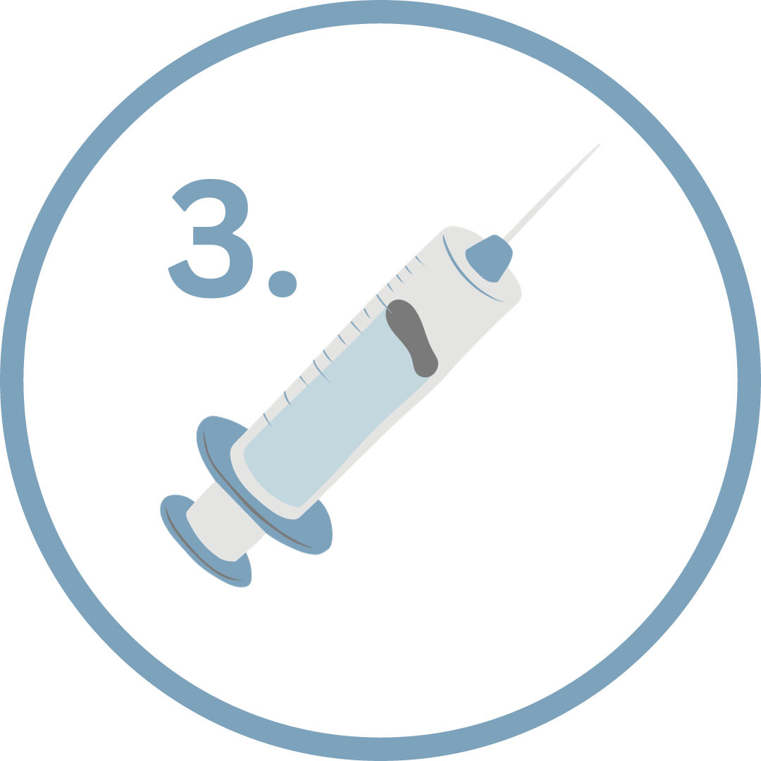 eine gezeichnete Spritze, die die 3. Impfung symbolisiert